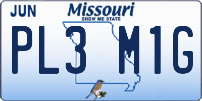 MO license plate PL3M1G