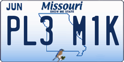 MO license plate PL3M1K