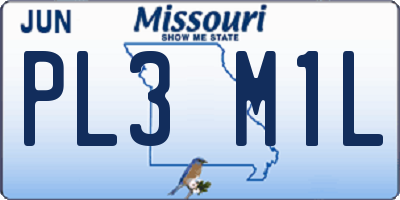 MO license plate PL3M1L