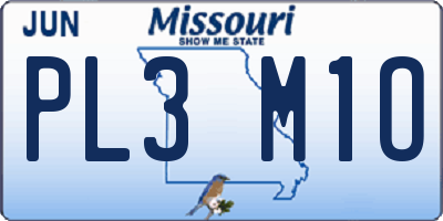MO license plate PL3M1O