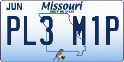 MO license plate PL3M1P