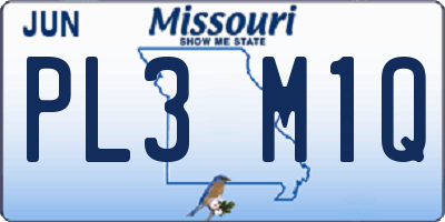 MO license plate PL3M1Q