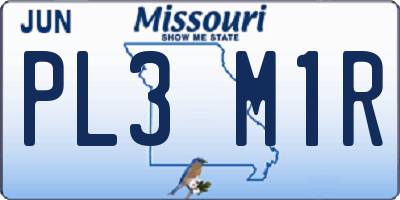 MO license plate PL3M1R