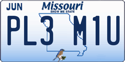 MO license plate PL3M1U