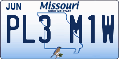 MO license plate PL3M1W