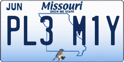 MO license plate PL3M1Y
