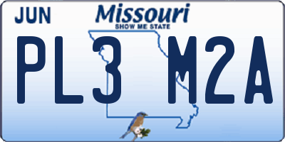 MO license plate PL3M2A