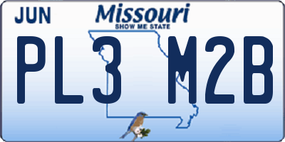 MO license plate PL3M2B