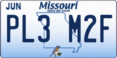MO license plate PL3M2F