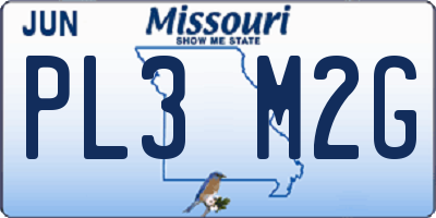 MO license plate PL3M2G