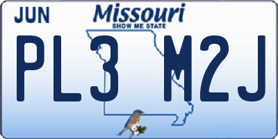 MO license plate PL3M2J