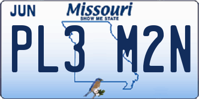 MO license plate PL3M2N