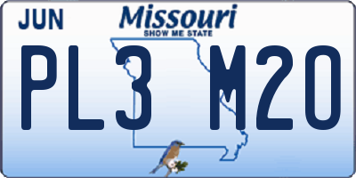 MO license plate PL3M2O