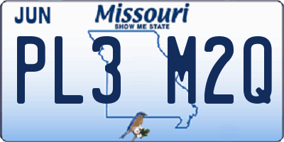 MO license plate PL3M2Q