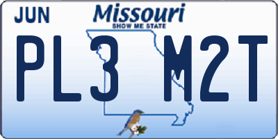 MO license plate PL3M2T