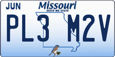 MO license plate PL3M2V
