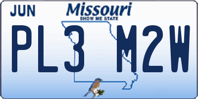 MO license plate PL3M2W