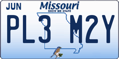 MO license plate PL3M2Y