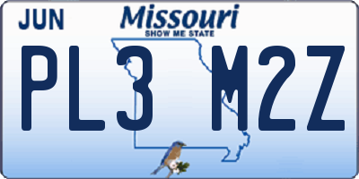 MO license plate PL3M2Z