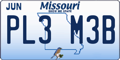 MO license plate PL3M3B