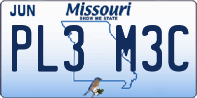 MO license plate PL3M3C