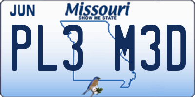 MO license plate PL3M3D
