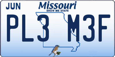 MO license plate PL3M3F