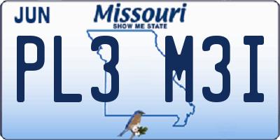MO license plate PL3M3I