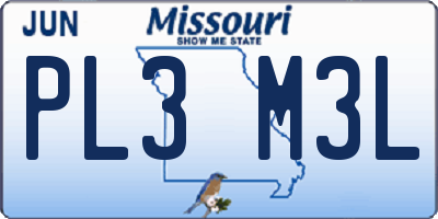 MO license plate PL3M3L