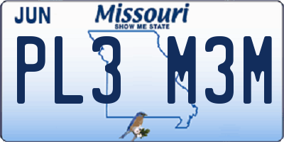 MO license plate PL3M3M