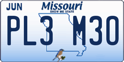 MO license plate PL3M3O