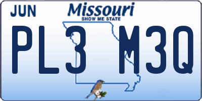 MO license plate PL3M3Q