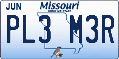 MO license plate PL3M3R