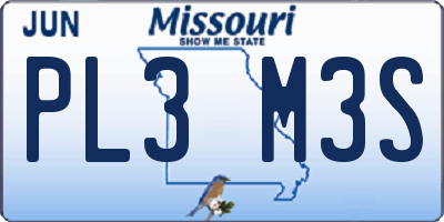 MO license plate PL3M3S