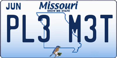 MO license plate PL3M3T