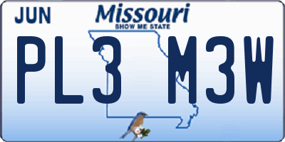 MO license plate PL3M3W
