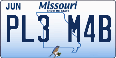 MO license plate PL3M4B
