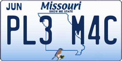 MO license plate PL3M4C