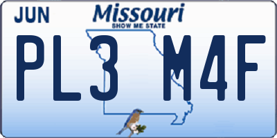 MO license plate PL3M4F