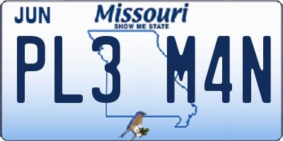 MO license plate PL3M4N