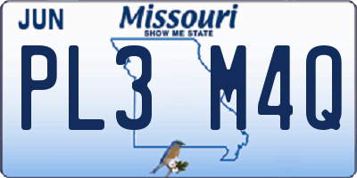 MO license plate PL3M4Q