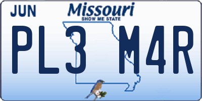 MO license plate PL3M4R