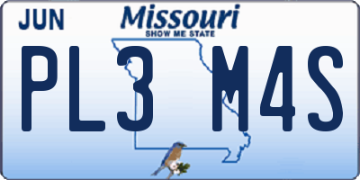 MO license plate PL3M4S