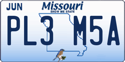 MO license plate PL3M5A