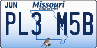 MO license plate PL3M5B