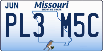 MO license plate PL3M5C