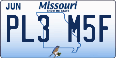 MO license plate PL3M5F