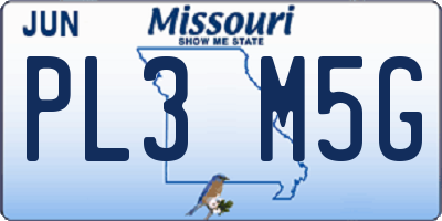 MO license plate PL3M5G