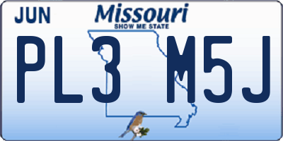MO license plate PL3M5J