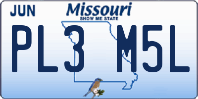 MO license plate PL3M5L